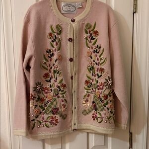 Floral Embroidered Cardigan with Button Details